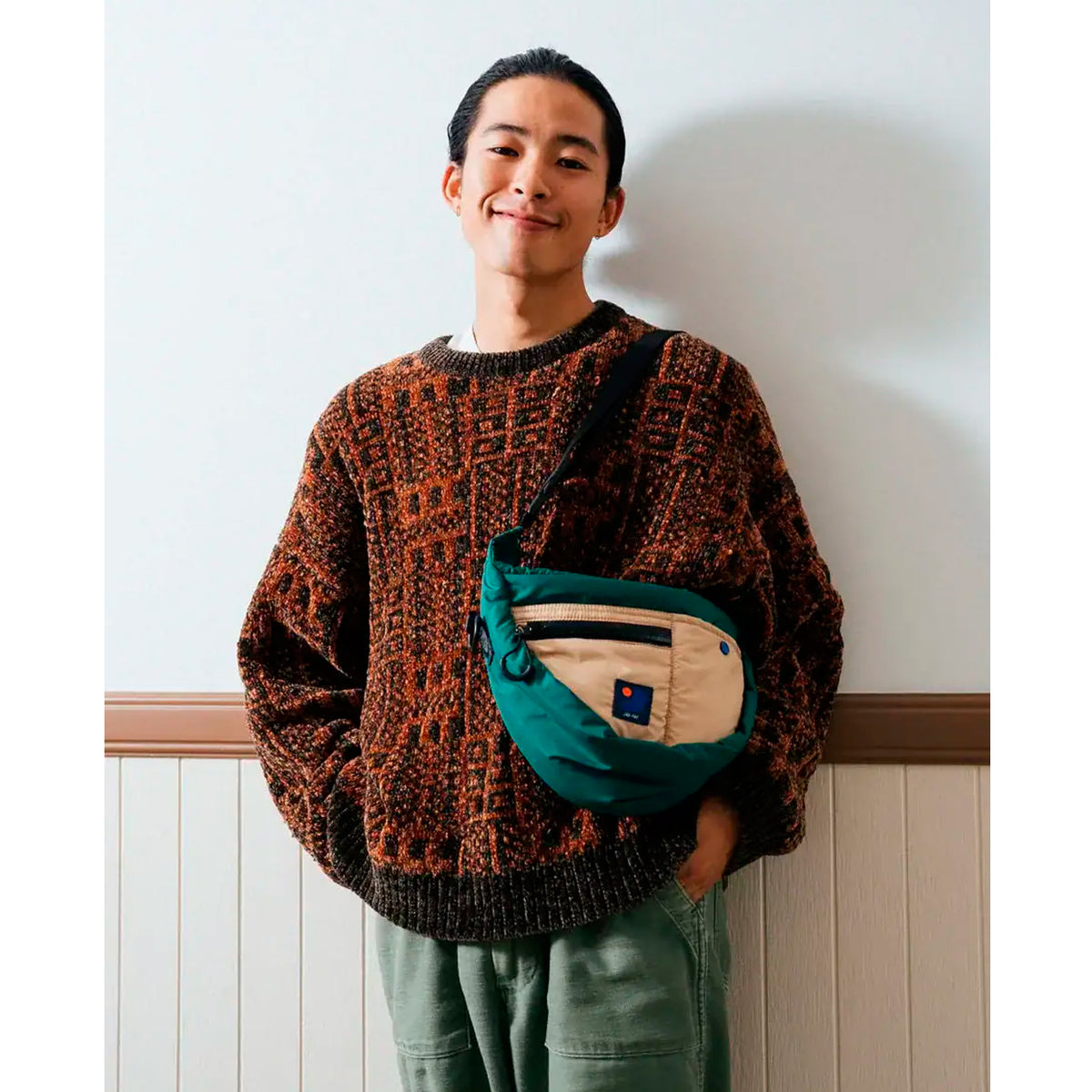 Bolso Japfac - Half Moon Green/Beige