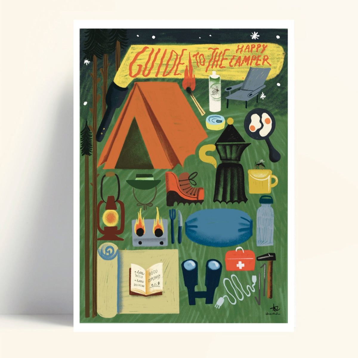 Print de Istriceillustra A5 - "Guide to the Happy Camper"