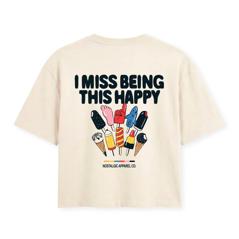 Camiseta Nostalgic Apparel - "I miss being this happy" Cropped 🍦