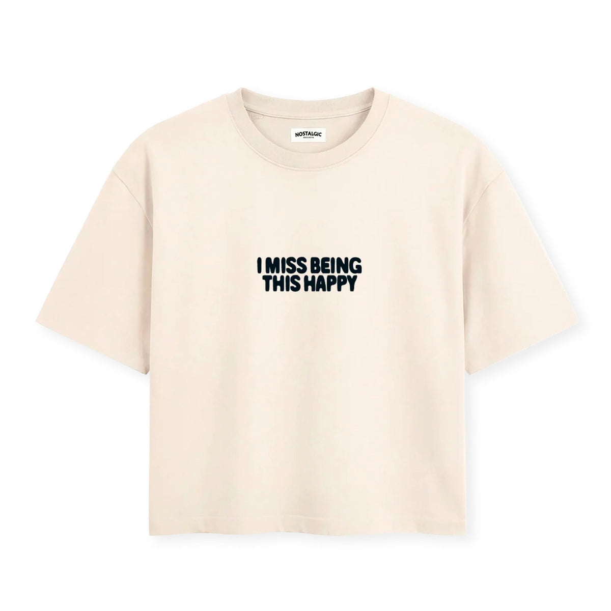 Camiseta Nostalgic Apparel - "I miss being this happy" Cropped 🍦