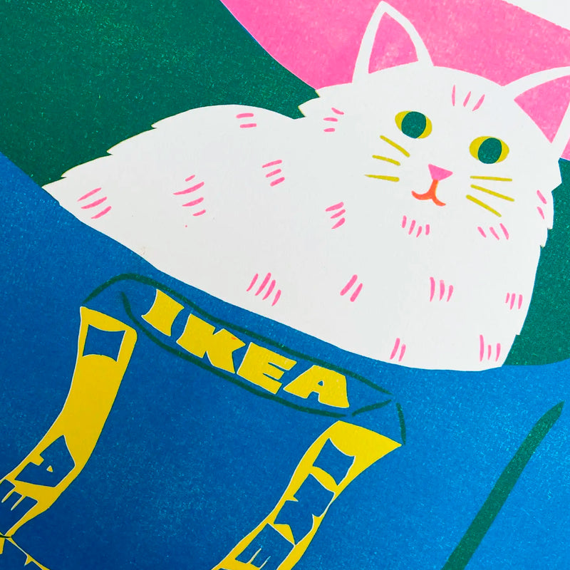 Print de Naomi Wilkinson A3 - "Ikea Bag Cat" 🐱