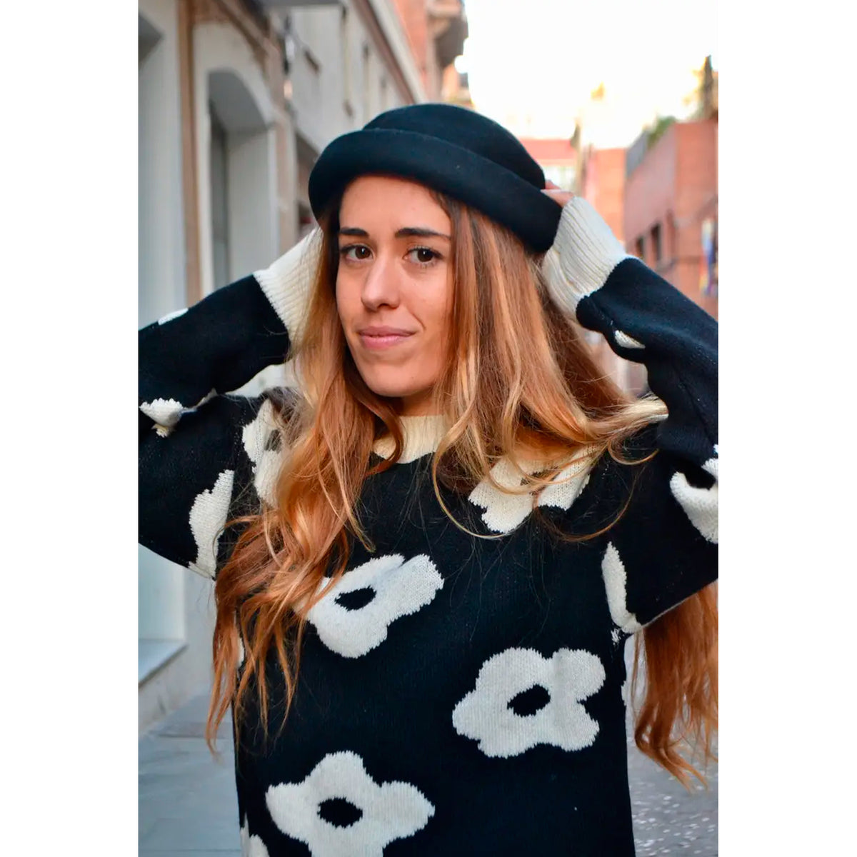 Jersey - Flor Blanco y Negro
