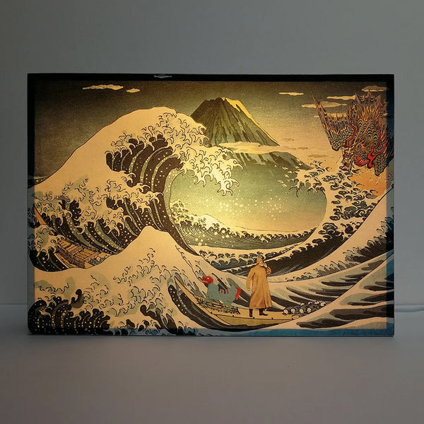 Caja de luz gran formato - "La gran hola de Kanagawa" de El Lucernario