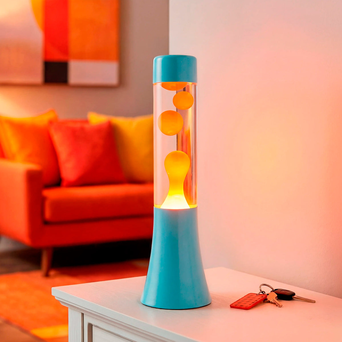 Lámpara de lava mini Fisura - Azul y naranja