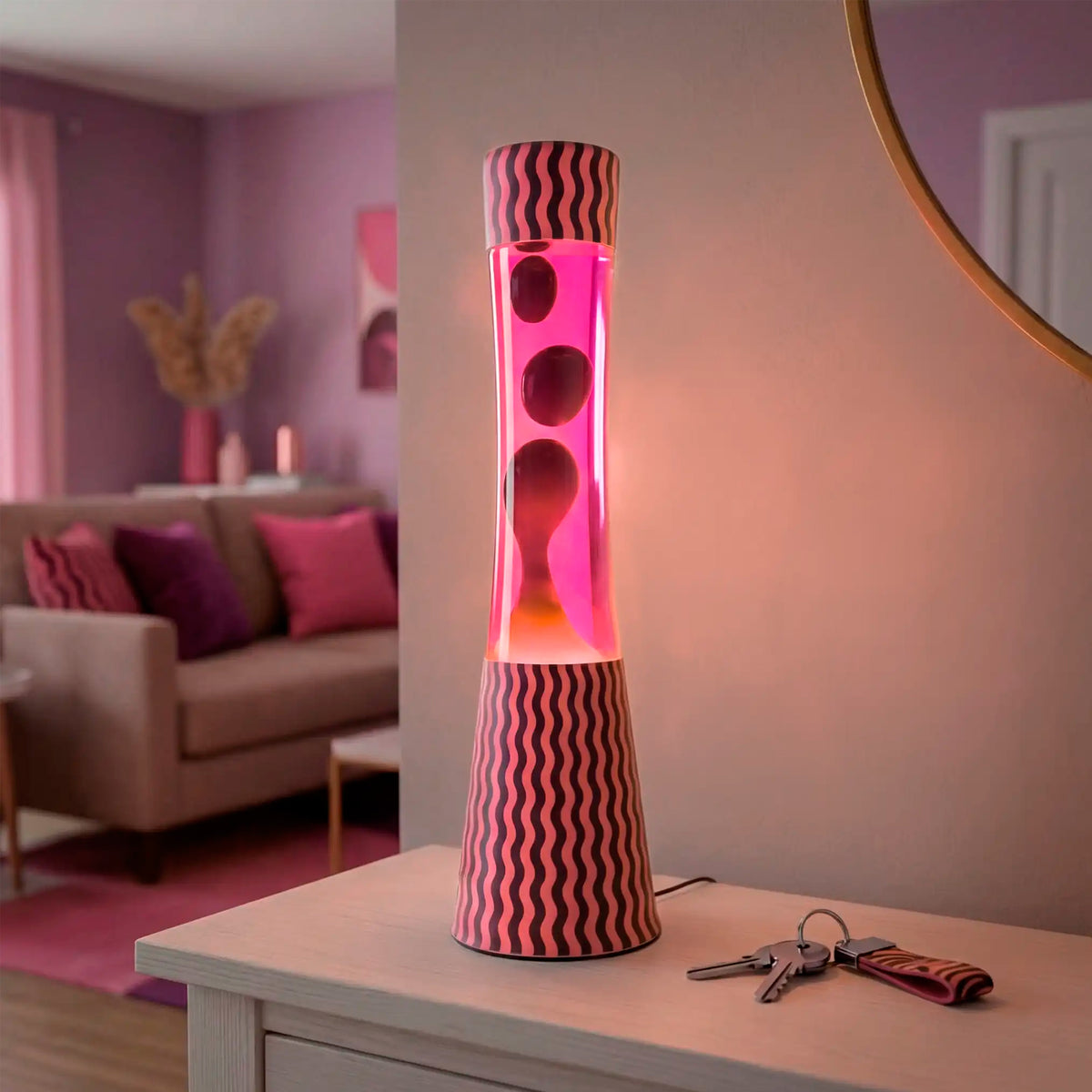Lámpara de lava Fisura - Ondas Rosa y Marrón