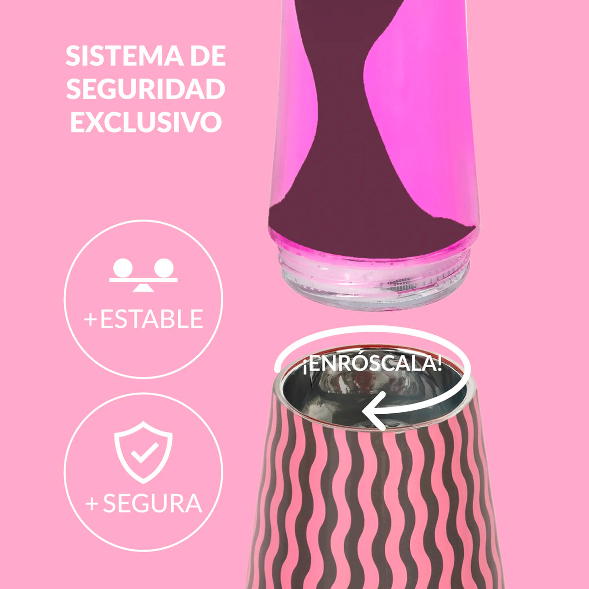 Lámpara de lava Fisura - Ondas Rosa y Marrón