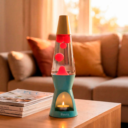 Lámpara de lava Vela Fisura - Beige, rojo y azul