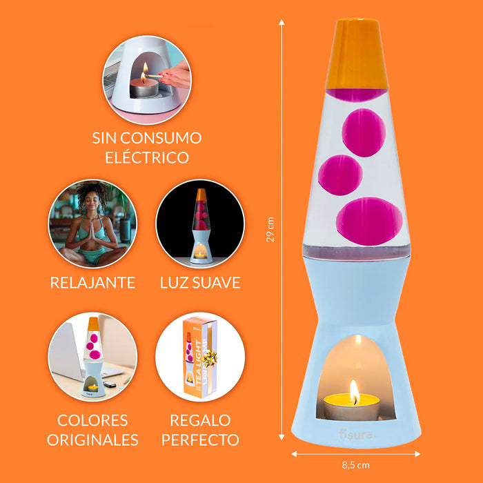 Lámpara de lava Vela Fisura - Naranja, rosa y azul