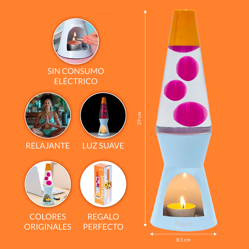 Lámpara de lava Vela Fisura - Naranja, rosa y azul
