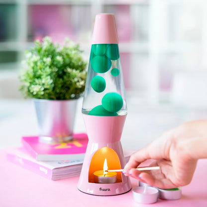 Lámpara de lava Vela Fisura - Rosa y verde