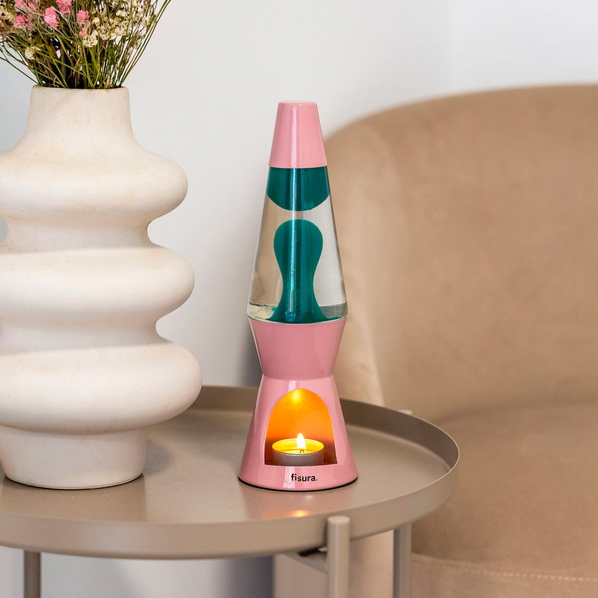Lámpara de lava Vela Fisura - Rosa y verde