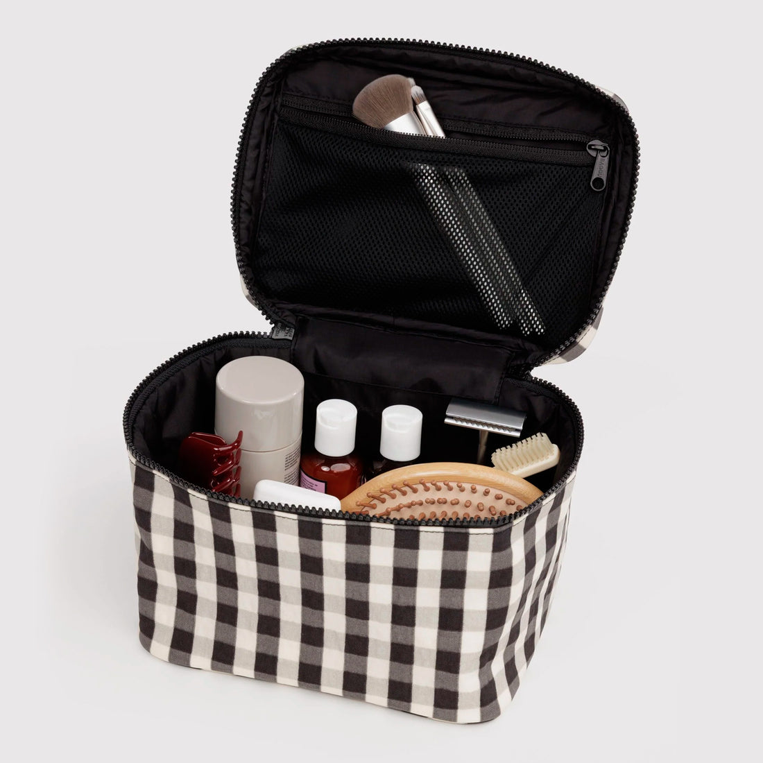 Neceser Baggu - Black and Cream Gingham