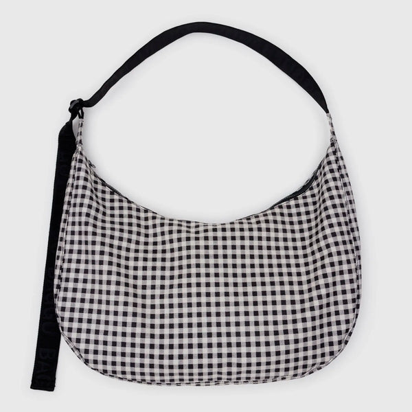 Bolso Large media luna Baggu - Black & White Gingham