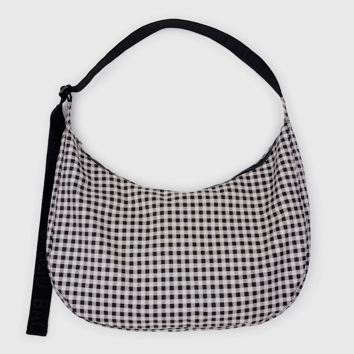 Bolso Large media luna Baggu - Black & White Gingham