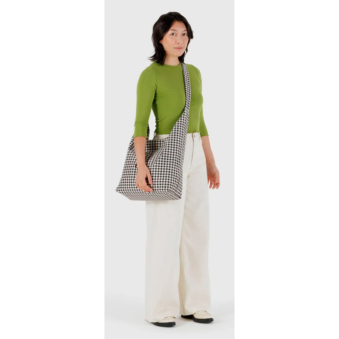 Bolso Large Baggu - Black &amp; White Gingham