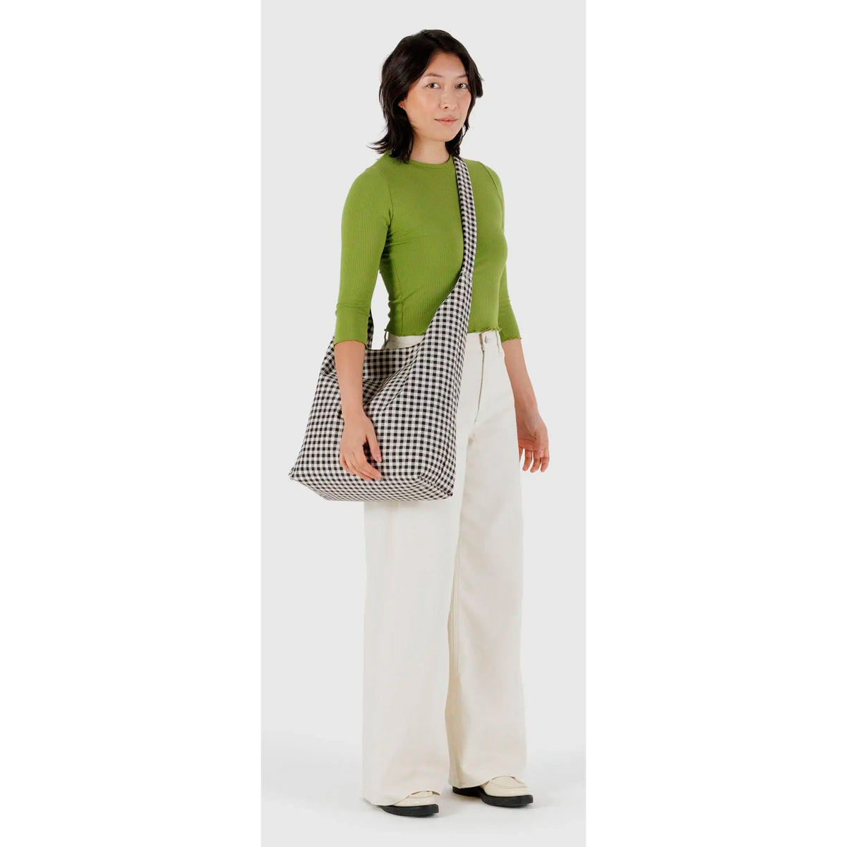 Bolso Large Baggu - Black &amp; White Gingham