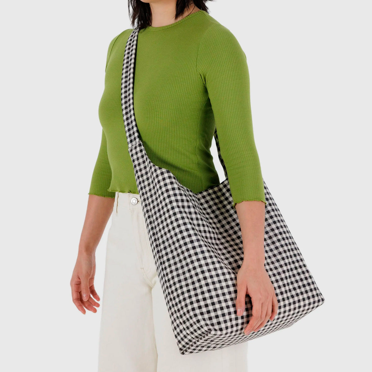 Bolso Large Baggu - Black &amp; White Gingham