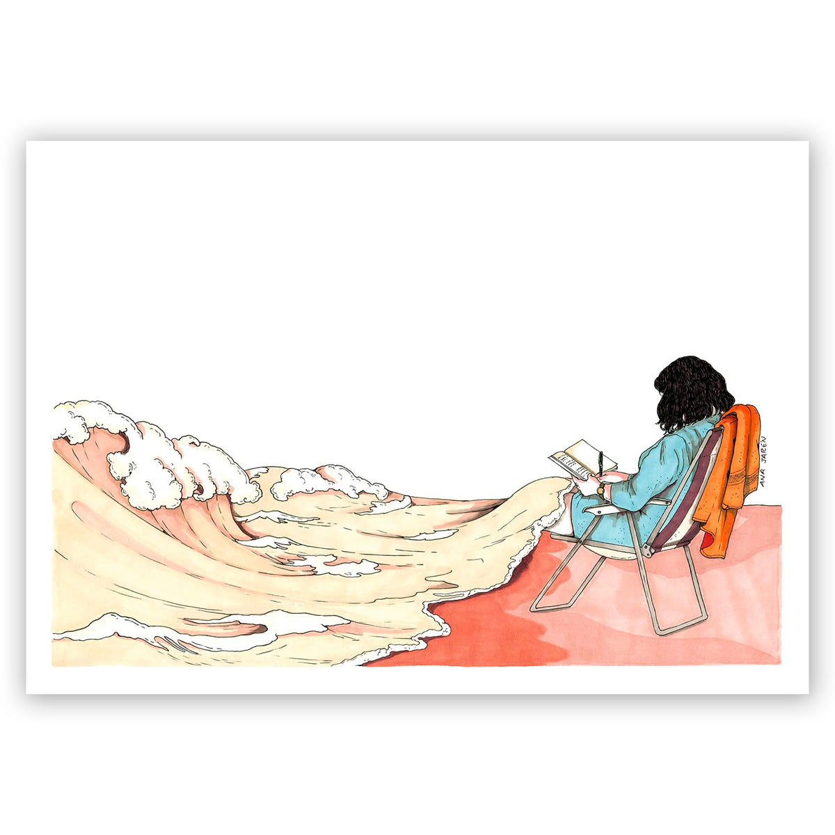 Print de Ana Jarén A3 - "Leyendo en la playa"