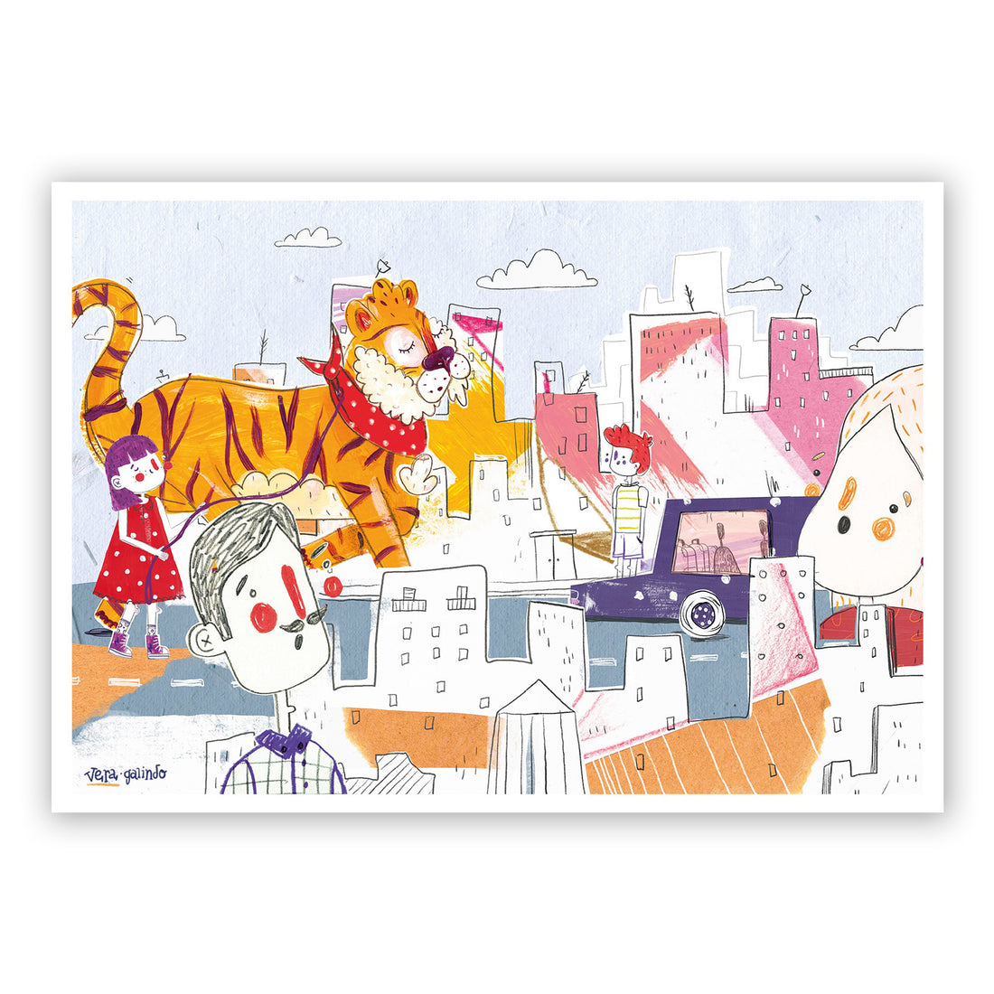 Print de Vera Galindo A5 - "Lila y Lola en la Ciudad"
