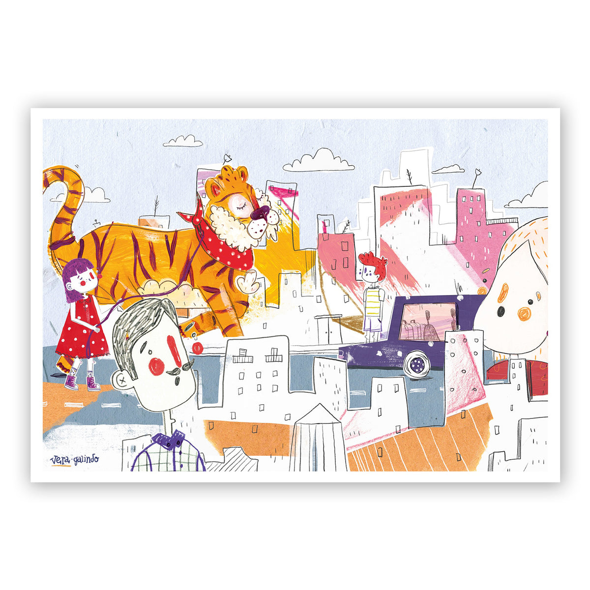Print de Vera Galindo A5 - "Lila y Lola en la Ciudad"