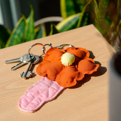 Llavero - Flor Puffy Naranja