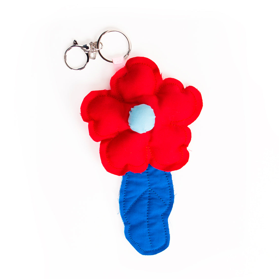 Llavero - Flor Puffy Rojo