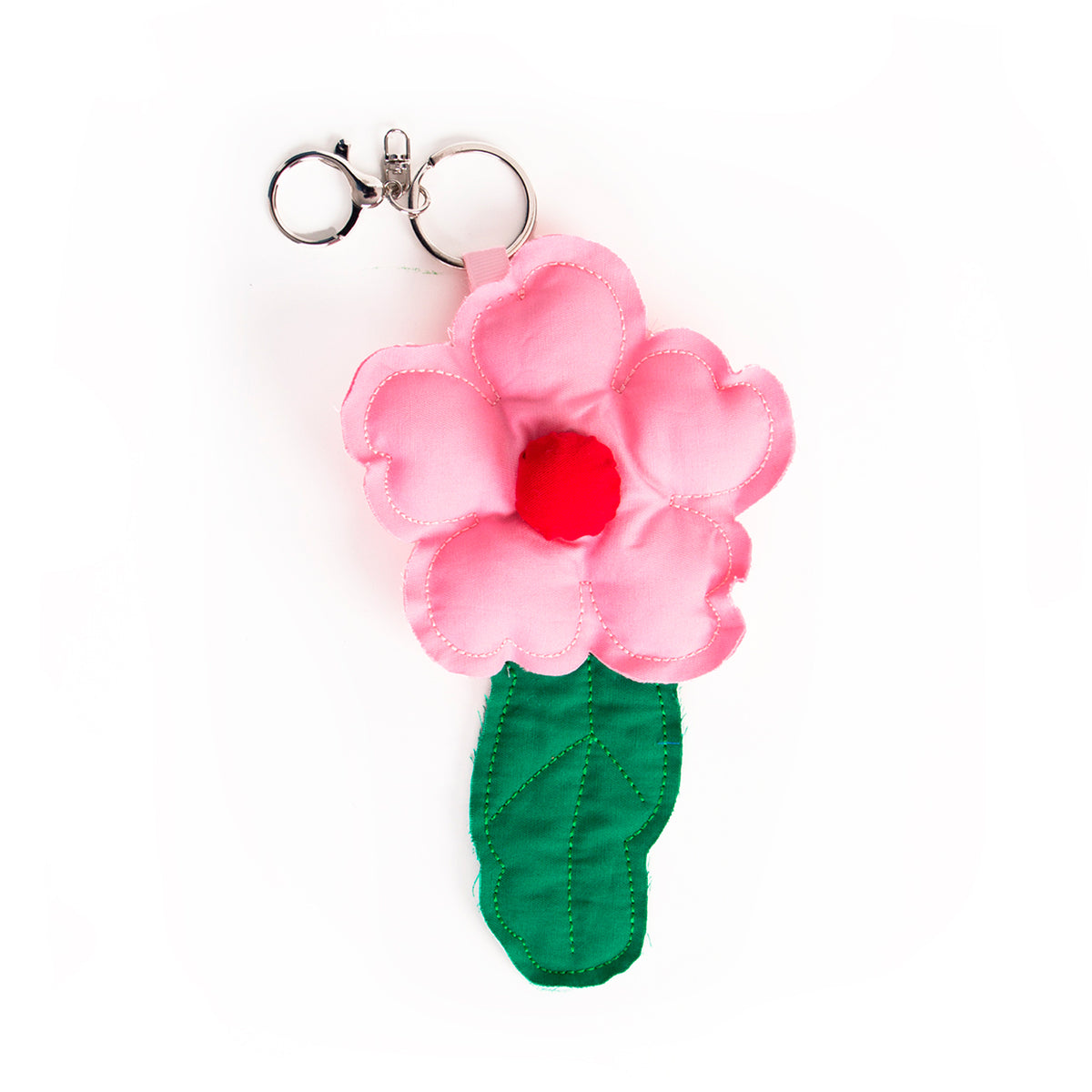 Llavero - Flor Puffy Rosa