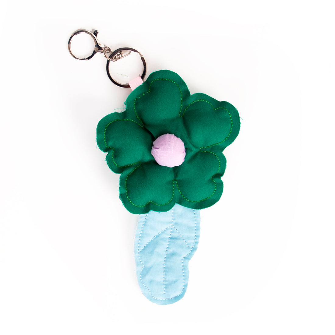 Llavero - Flor Puffy Verde