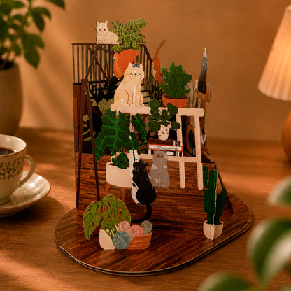 Postal 3D - Pop-up Gatos y Plantas 🐱🌿