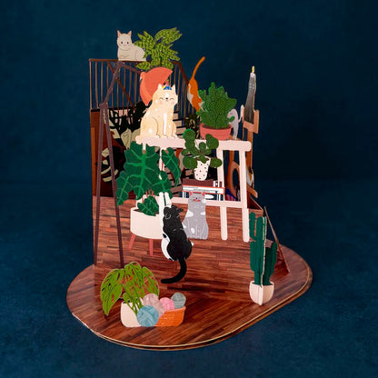 Postal 3D - Pop-up Gatos y Plantas 🐱🌿
