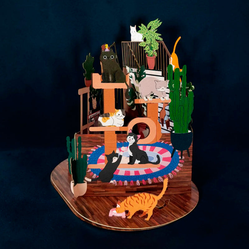 Postal 3D - Pop-up Gatos y Plantas 🐱🌿