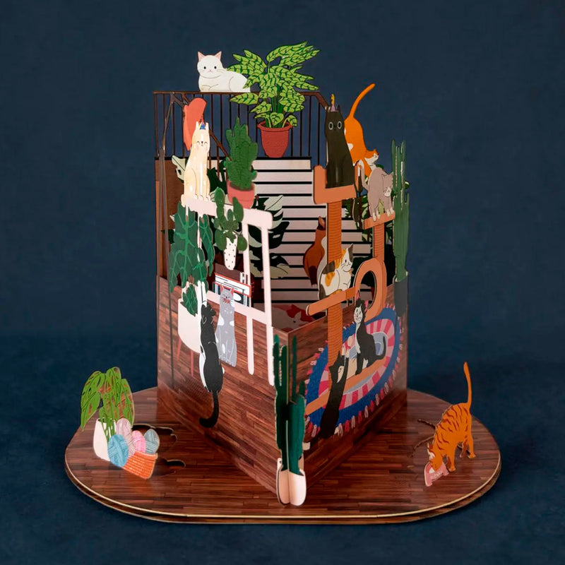 Postal 3D - Pop-up Gatos y Plantas 🐱🌿