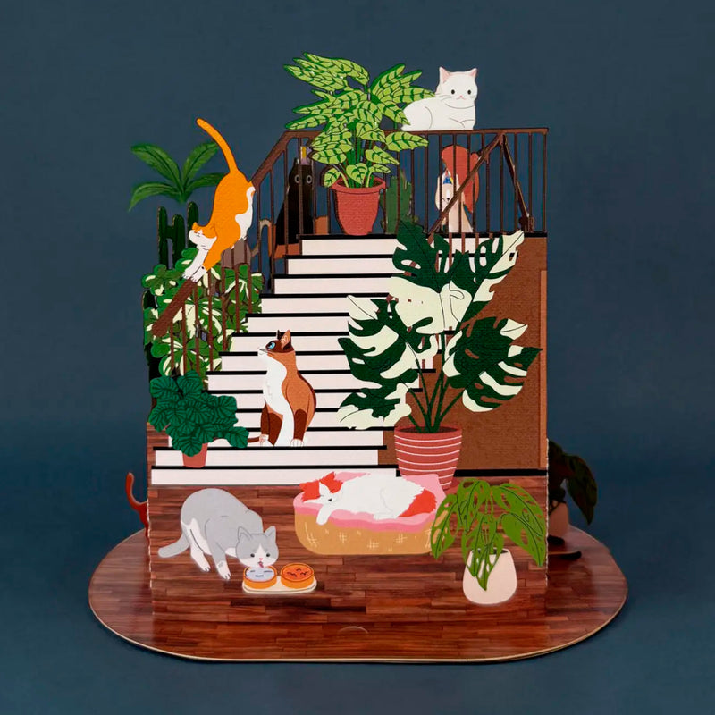 Postal 3D - Pop-up Gatos y Plantas 🐱🌿