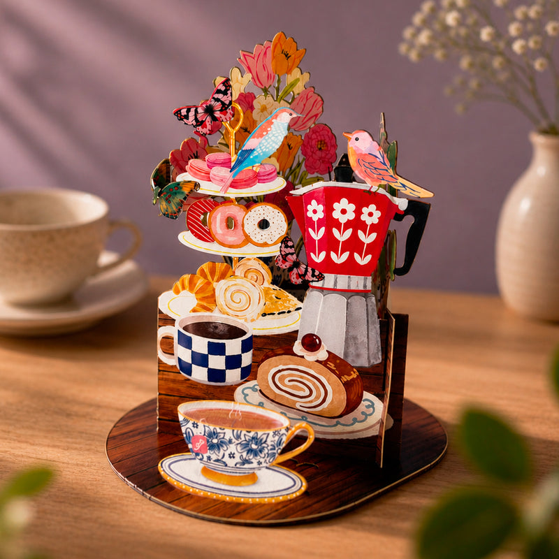Postal 3D - Pop-up Té y Pastel 🍵🍰