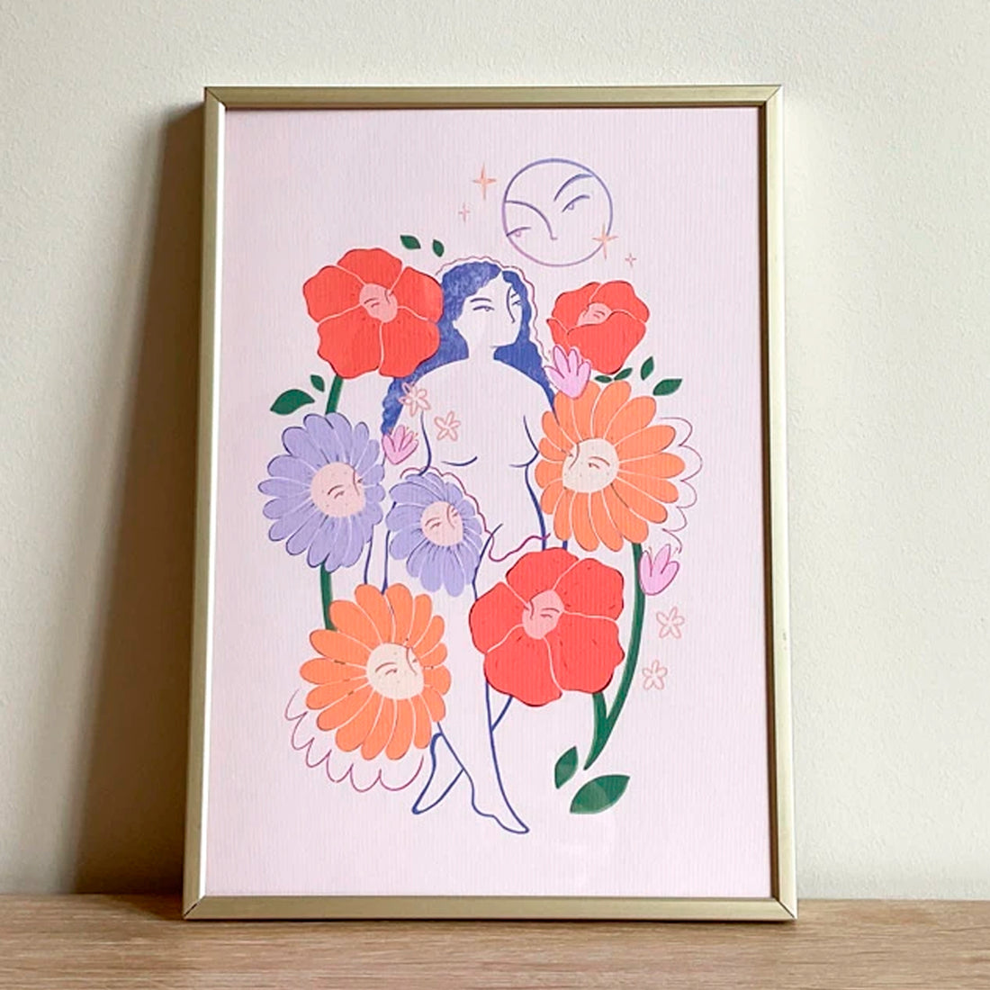 Print de Natalia Fuente A4 - Luna de Flores