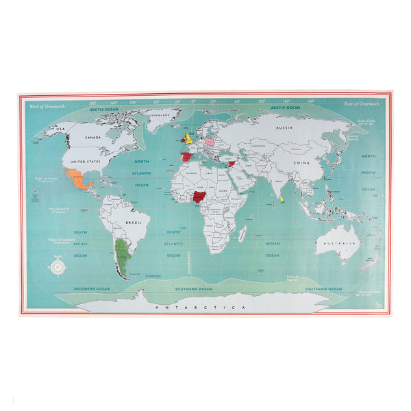 Mapa mundi para rascar los países 82x56 cm (dorado)