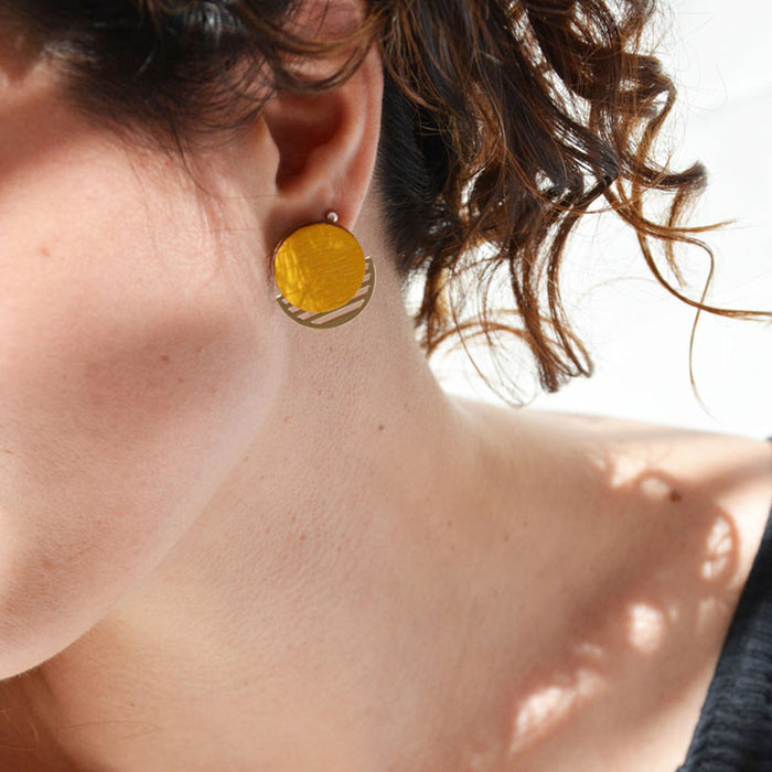 Pendientes - Round Studs Mustard