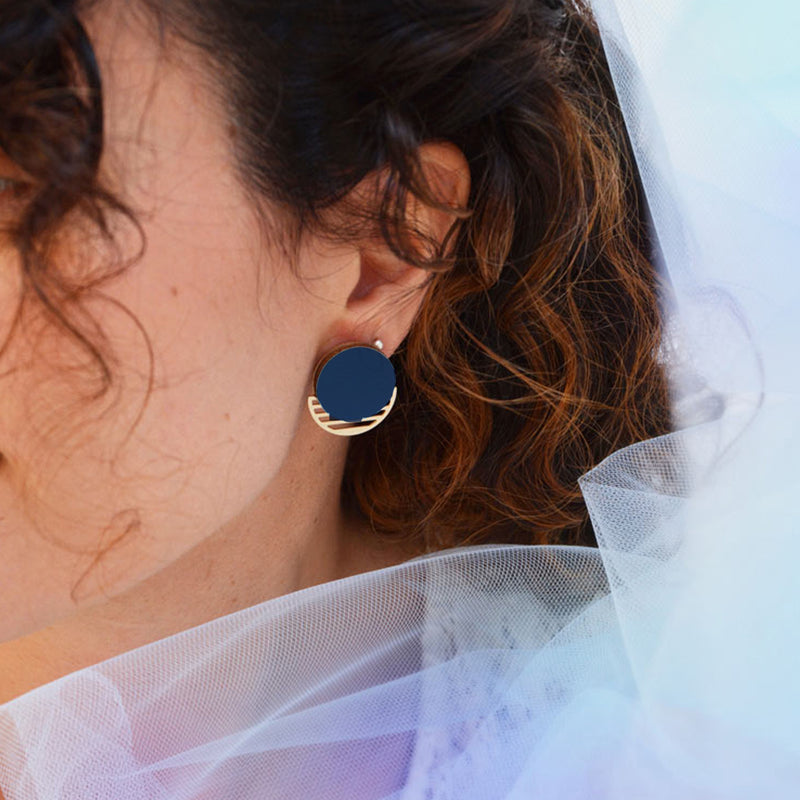 Pendientes - Round Studs Navy