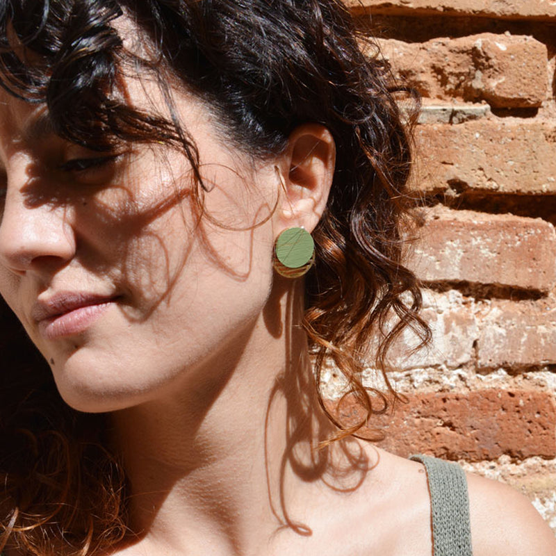 Pendientes - Round Studs Olive