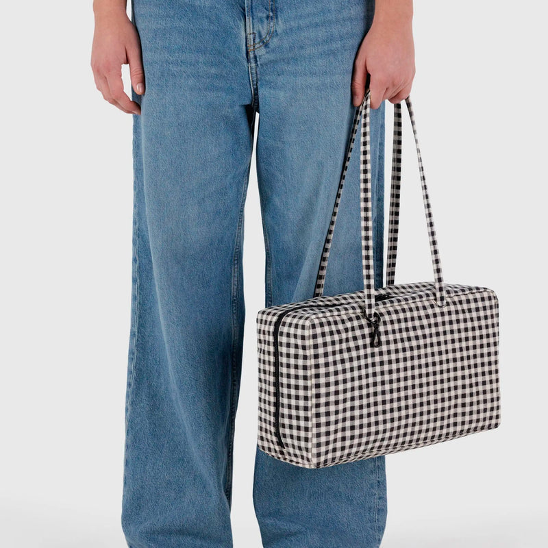 Bolso Mediano Bowler Baggu - Black & White Gingham