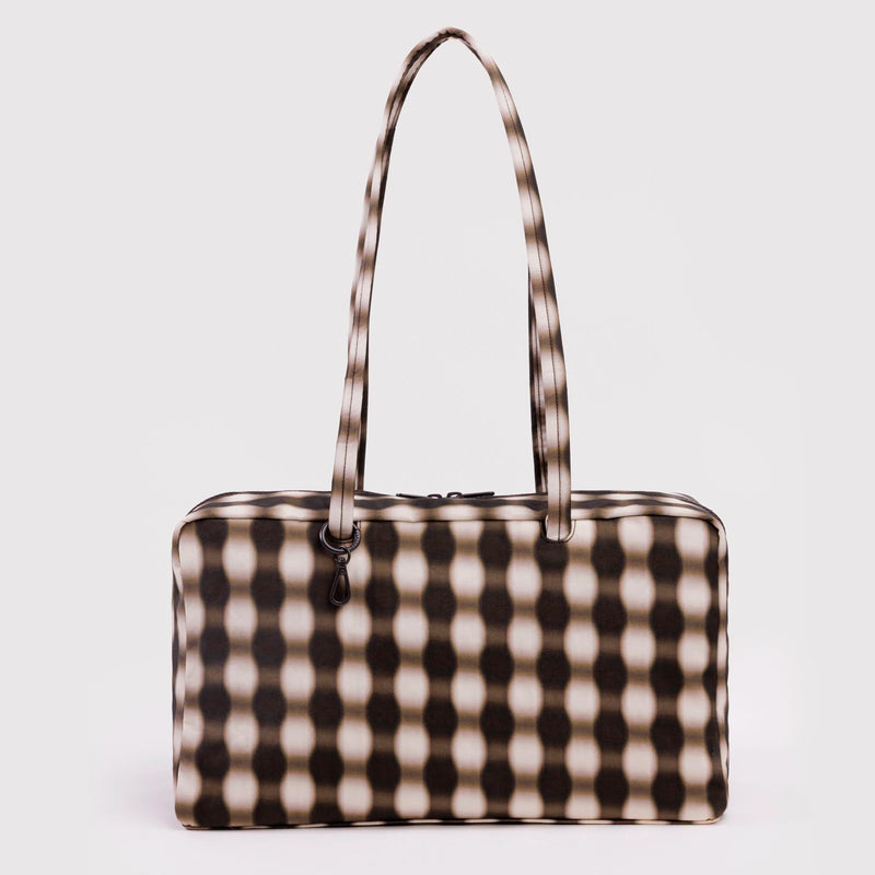 Bolso Mediano Bowler Baggu - Blurred Gingham Brown