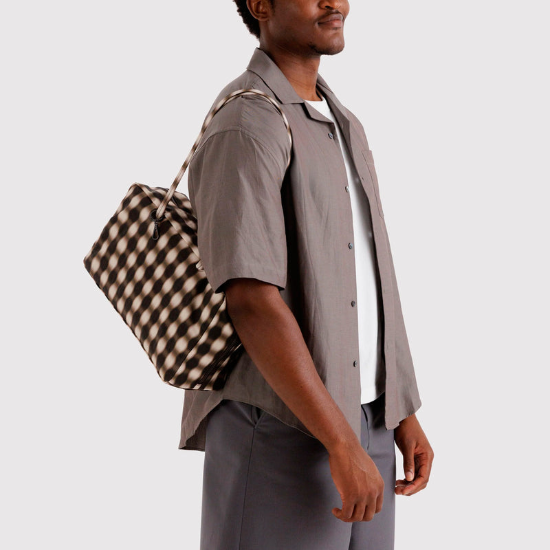 Bolso Mediano Bowler Baggu - Blurred Gingham Brown
