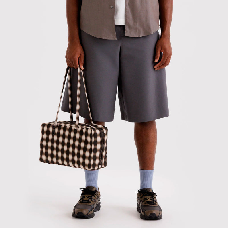 Bolso Mediano Bowler Baggu - Blurred Gingham Brown