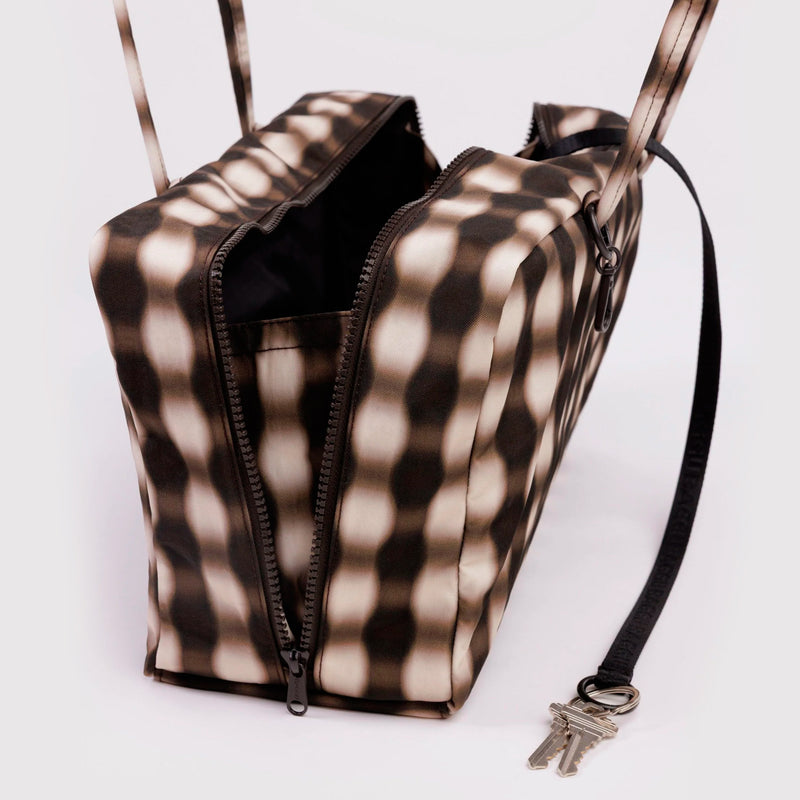 Bolso Mediano Bowler Baggu - Blurred Gingham Brown