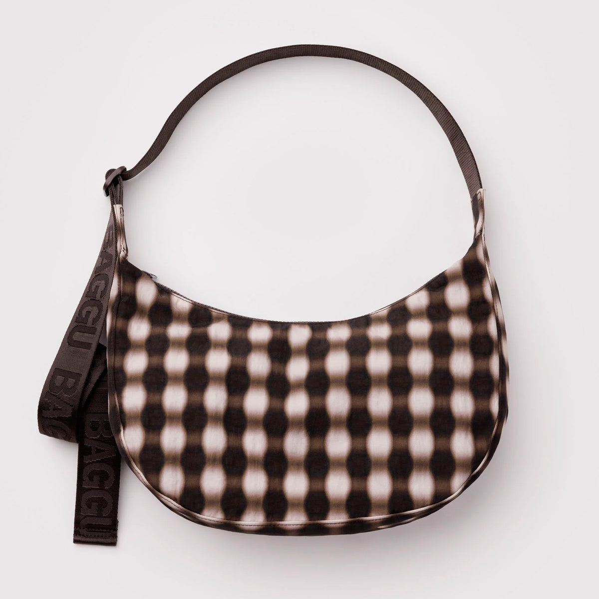 Bolso media luna Baggu - Blurred Gingham Brown