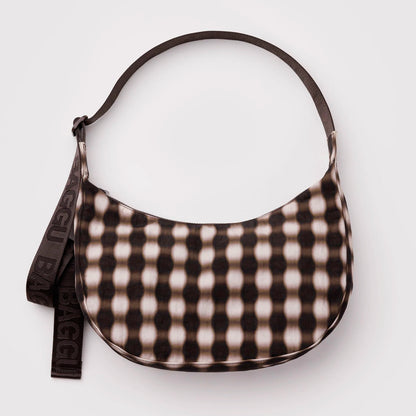 Bolso media luna Baggu - Blurred Gingham Brown