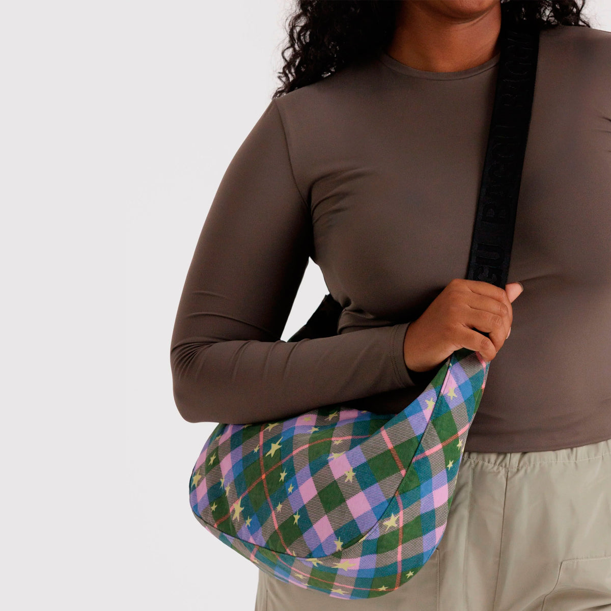 Bolso media luna Baggu - Green Star Plaid ✨