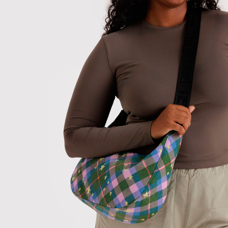 Bolso media luna Baggu - Green Star Plaid ✨