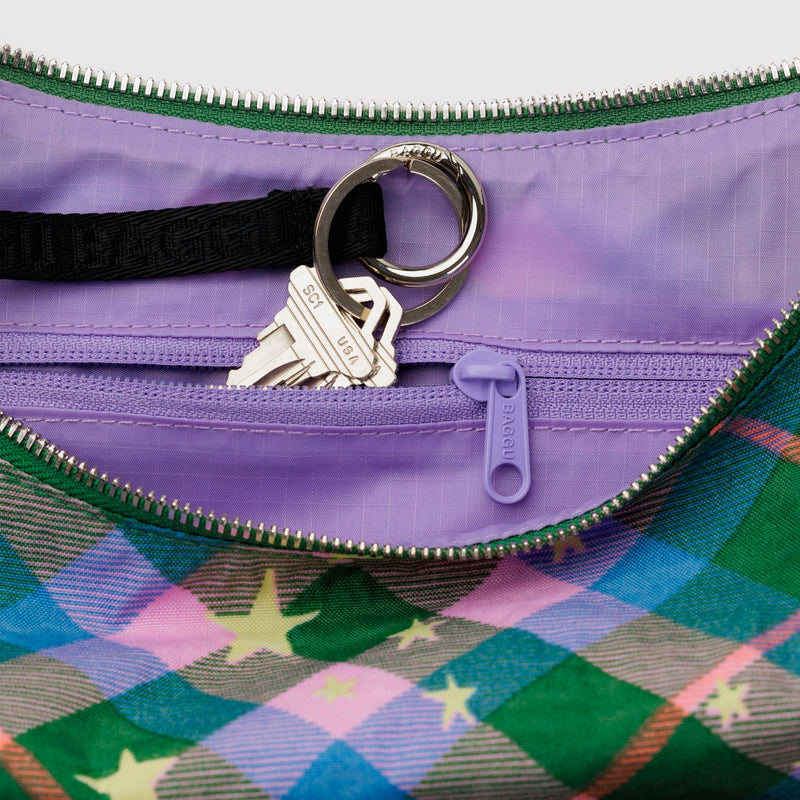 Bolso media luna Baggu - Green Star Plaid ✨