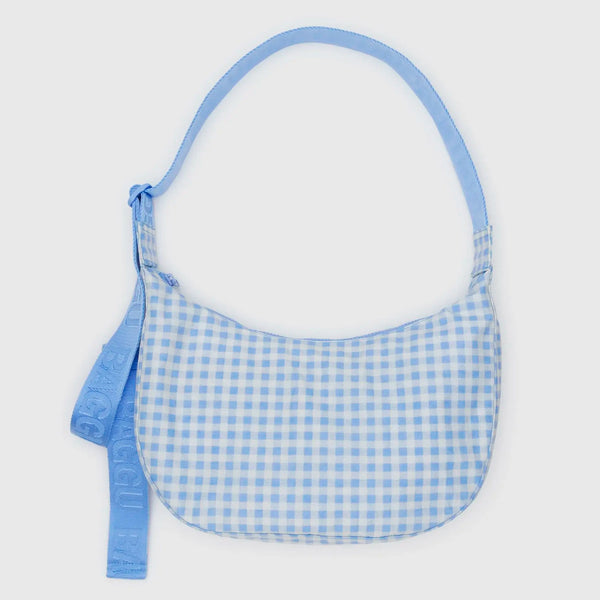 Bolso media luna Baggu - Light Blue Gingham